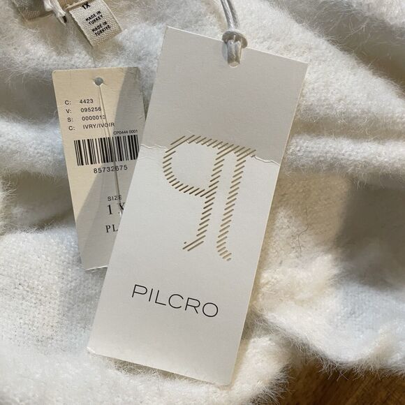 Anthropologie Pilcro Sweater Hoodie Ivory Eyelash Pullover Womens 1X Plus New - Picture 5 of 11